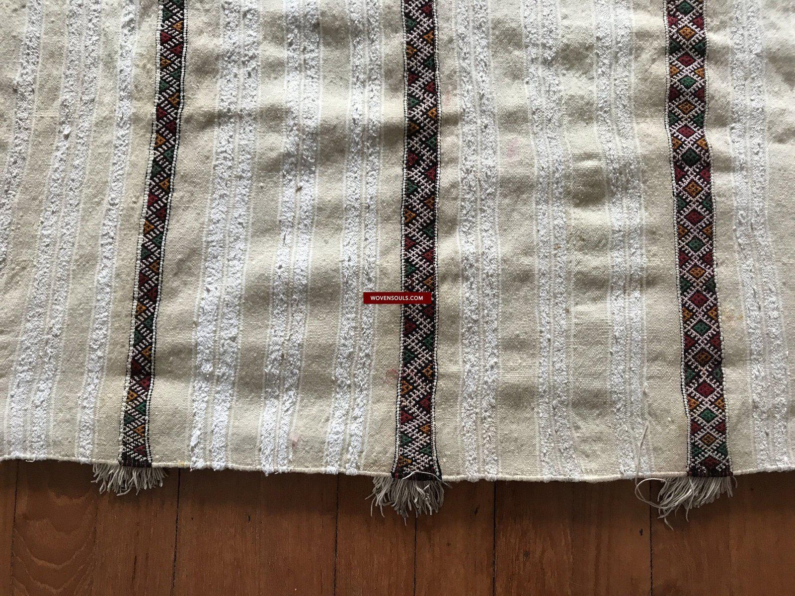 1308 SOLD Vintage Berber Wedding Shawl Blanket Tamizart / Handira - North African Textile Art-WOVENSOULS-Antique-Vintage-Textiles-Art-Decor