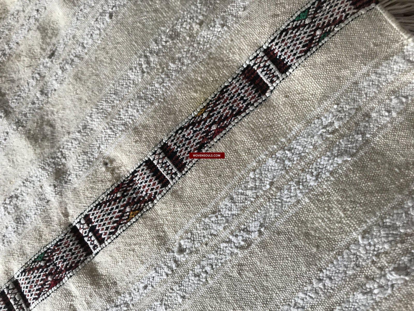 1308 SOLD Vintage Berber Wedding Shawl Blanket Tamizart / Handira - North African Textile Art-WOVENSOULS-Antique-Vintage-Textiles-Art-Decor