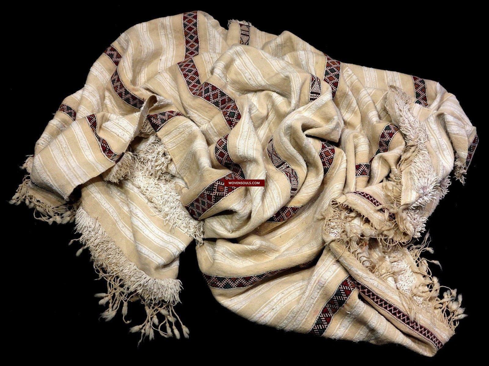 1308 SOLD Vintage Berber Wedding Shawl Blanket Tamizart / Handira - North African Textile Art-WOVENSOULS-Antique-Vintage-Textiles-Art-Decor