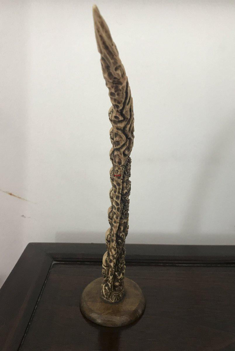 1309 Paar antike tantrische buddhistische Hornschnitzereien aus dem 19. Jahrhundert-WOVENSOULS-Antike-Vintage-Textilien-Kunst-Dekor