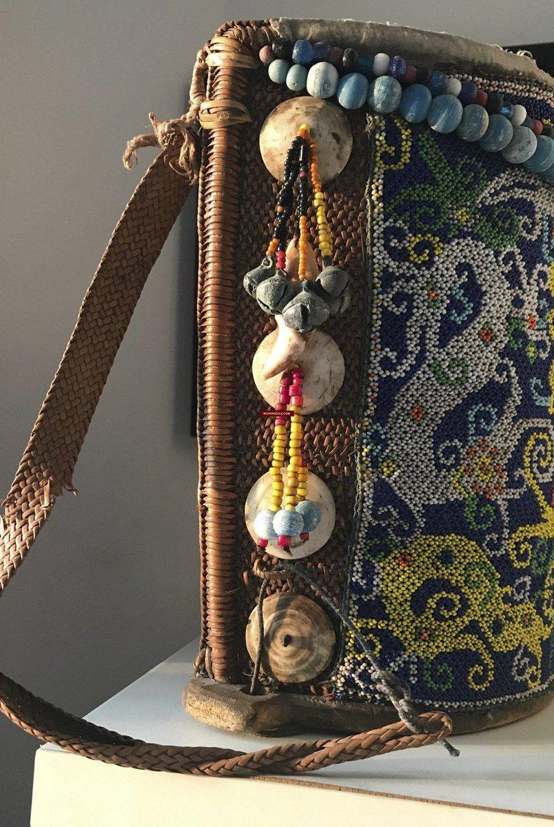 1313 Antique Dayak Beaded Basket Baby Carrier-WOVENSOULS-Antique-Vintage-Textiles-Art-Decor