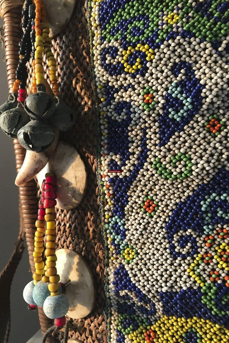 1313 Antique Dayak Beaded Basket Baby Carrier-WOVENSOULS-Antique-Vintage-Textiles-Art-Decor