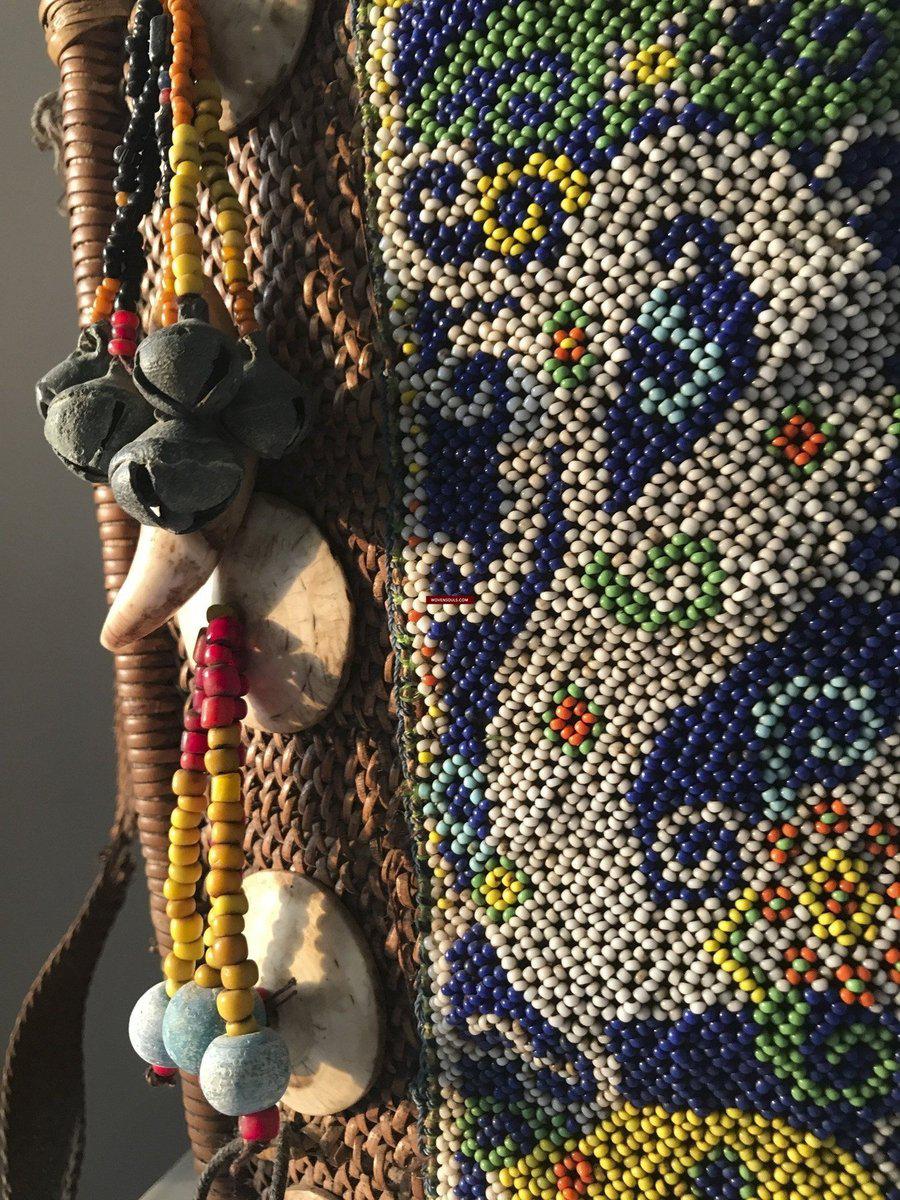 1313 Antique Dayak Beaded Basket Baby Carrier-WOVENSOULS-Antique-Vintage-Textiles-Art-Decor