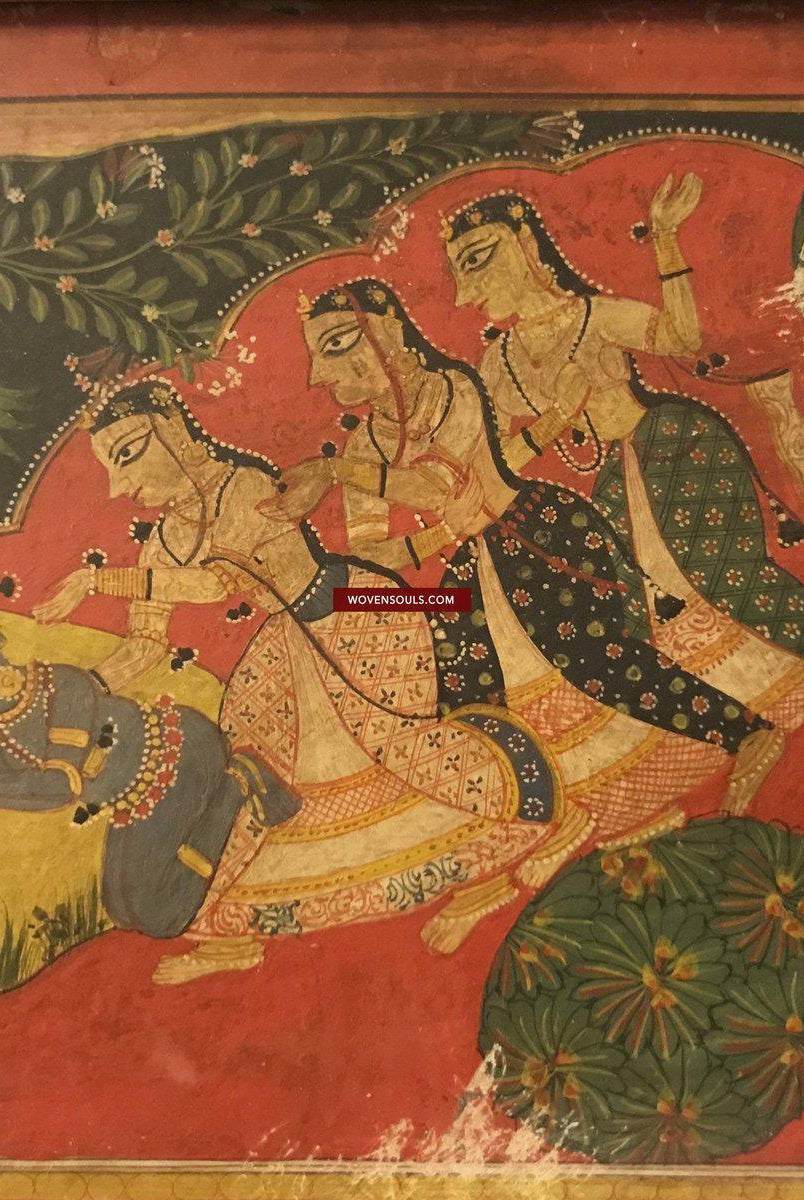 1315 SOLD Old Indian Miniature Jain Painting Rare Subject-WOVENSOULS-Antique-Vintage-Textiles-Art-Decor