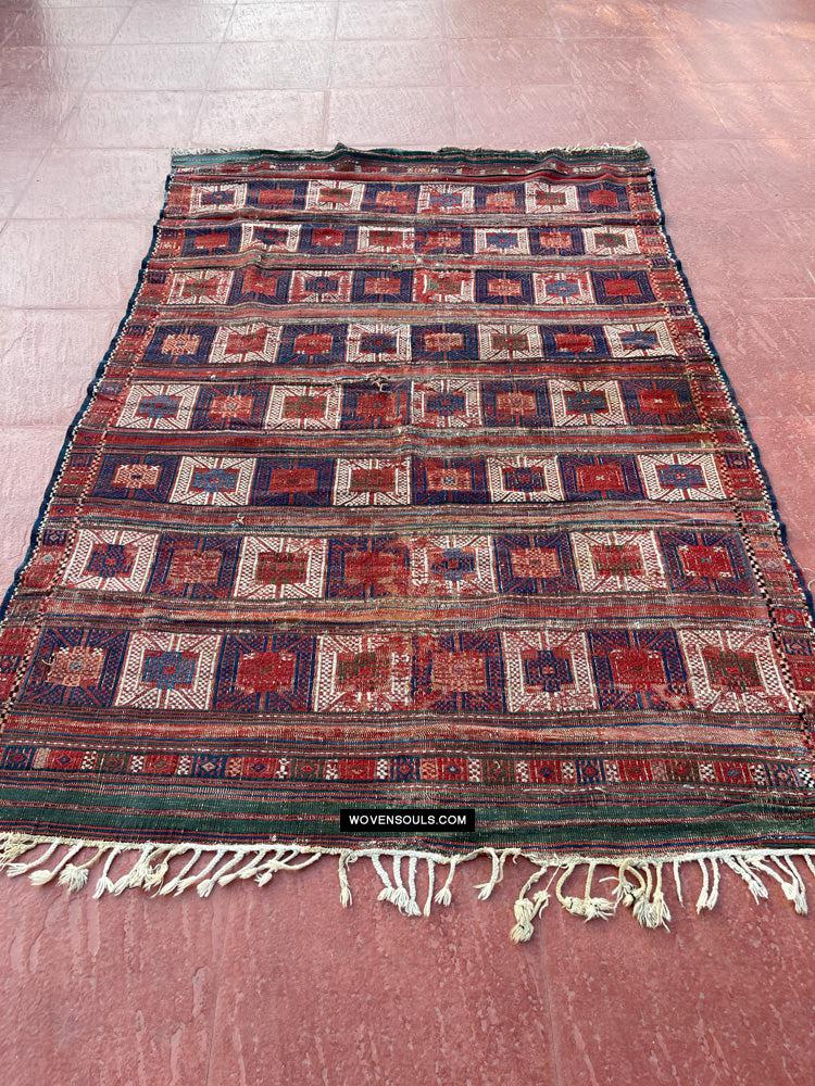 1316 Antique Caucasian Verneh Shaddah Rug Fragment w Green - 1800s or earlier - Gallery-2-WOVENSOULS Antique Textiles & Art Gallery