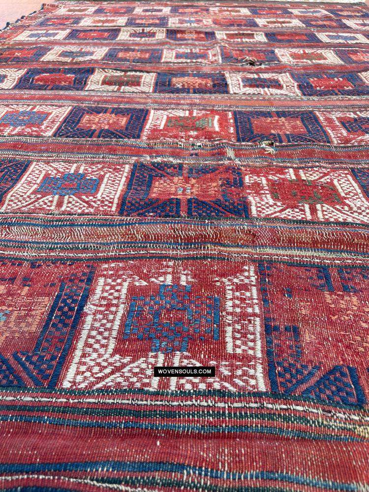 1316 Antique Caucasian Verneh Shaddah Rug Fragment w Green - 1800s or earlier - Gallery-2-WOVENSOULS Antique Textiles & Art Gallery