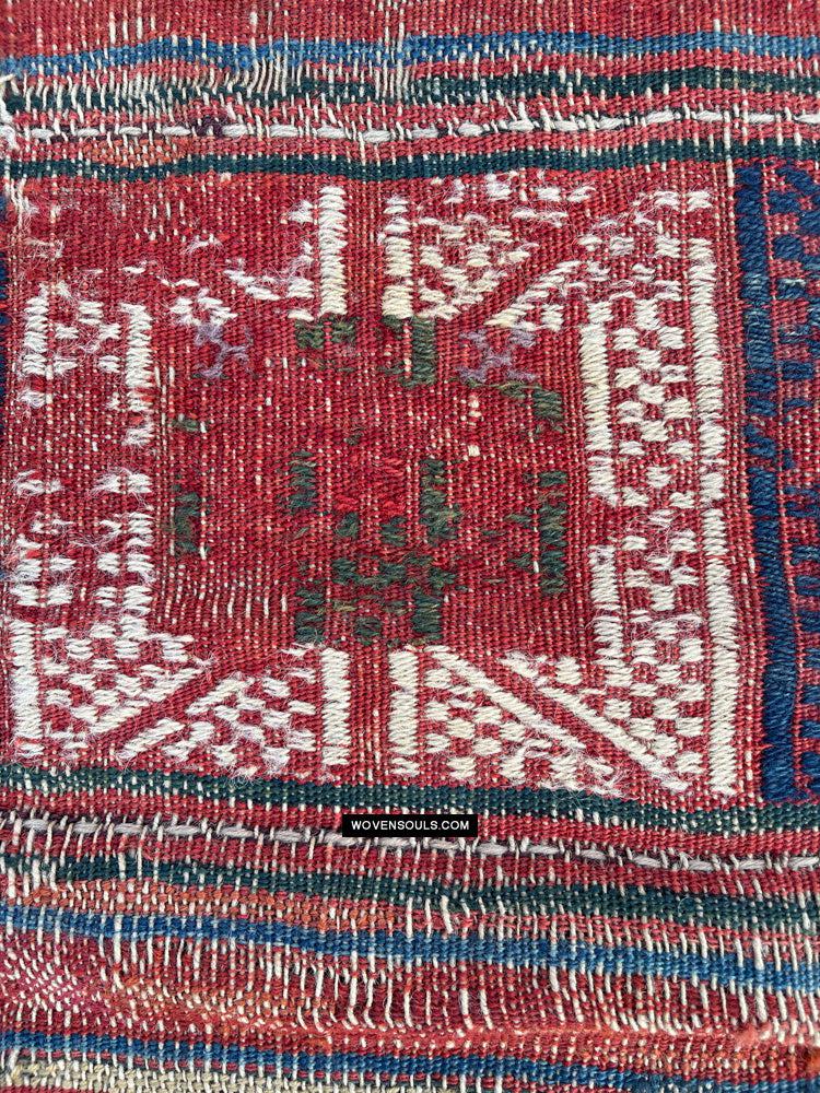 1316 Antique Caucasian Verneh Shaddah Rug Fragment w Green - 1800s or earlier - Gallery-2-WOVENSOULS Antique Textiles & Art Gallery