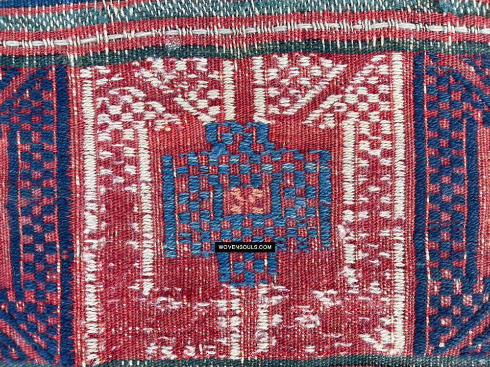 1316 Antique Caucasian Verneh Shaddah Rug Fragment w Green - 1800s or earlier - Gallery-2-WOVENSOULS Antique Textiles & Art Gallery