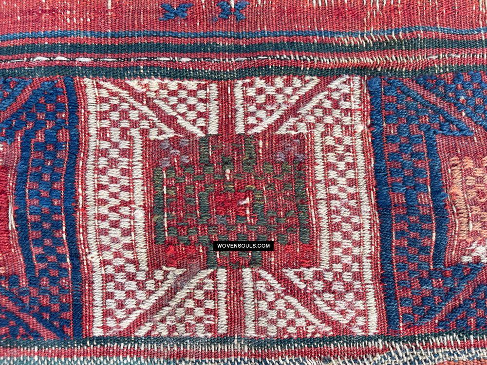 1316 Antique Caucasian Verneh Shaddah Rug Fragment w Green - 1800s or earlier - Gallery-2-WOVENSOULS Antique Textiles & Art Gallery