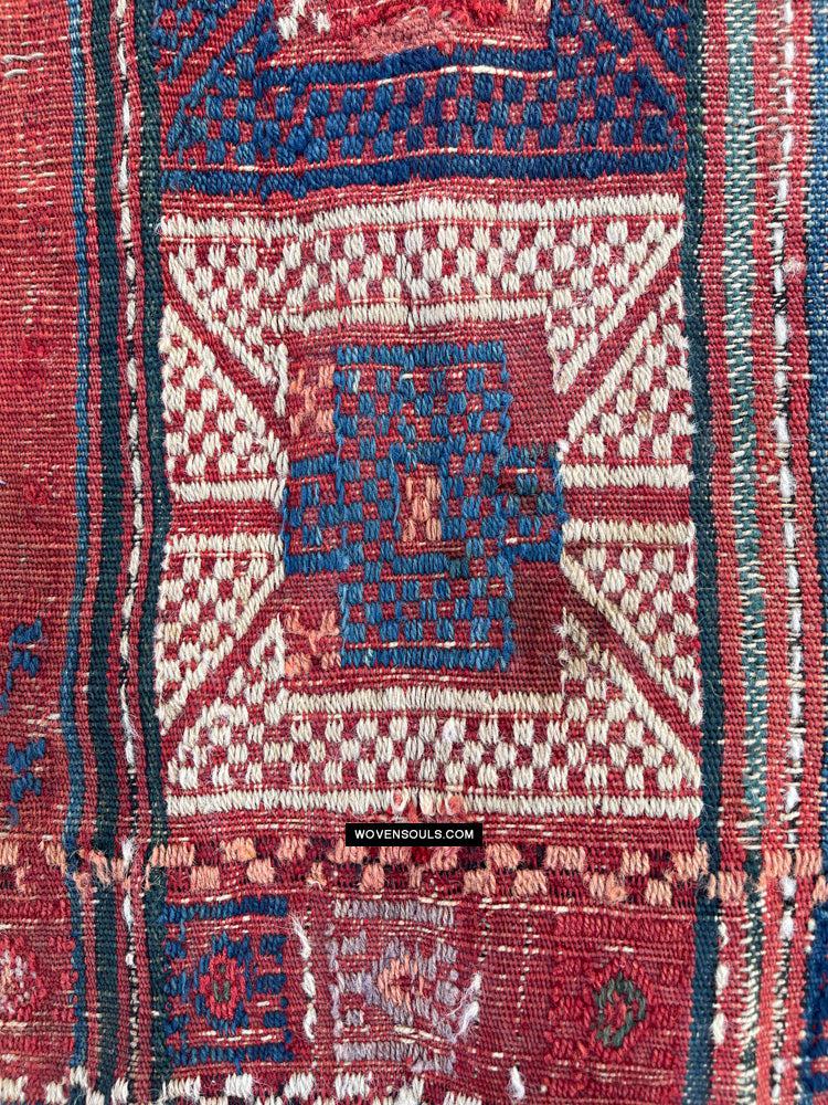 1316 Antique Caucasian Verneh Shaddah Rug Fragment w Green - 1800s or earlier - Gallery-2-WOVENSOULS Antique Textiles & Art Gallery