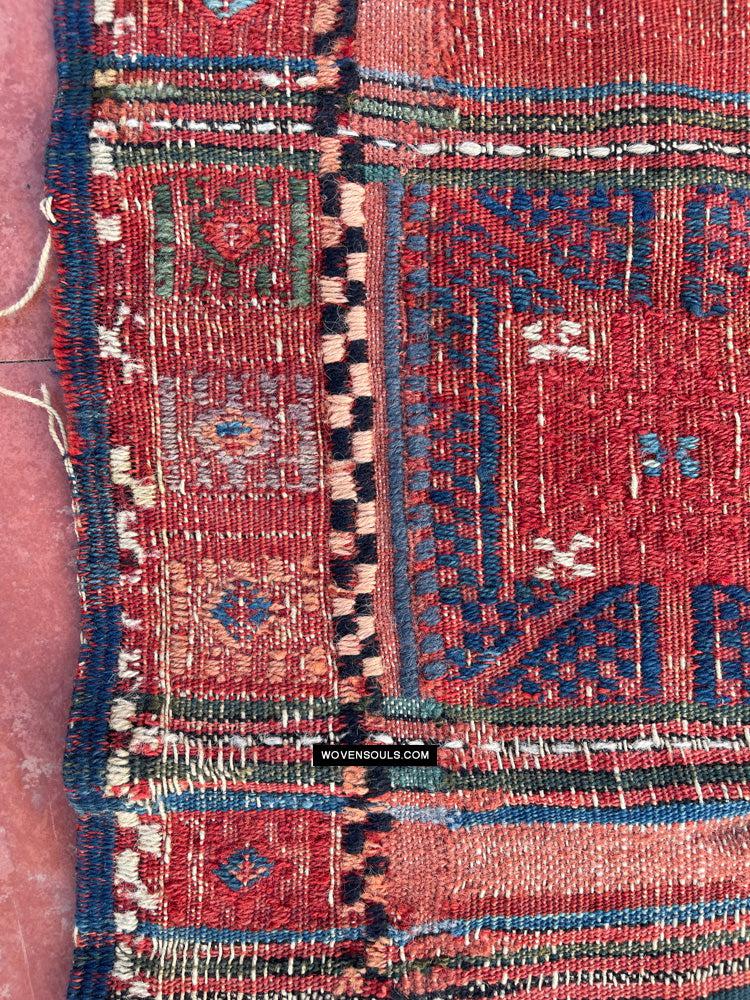 1316 Antique Caucasian Verneh Shaddah Rug Fragment w Green - 1800s or earlier - Gallery-2-WOVENSOULS Antique Textiles & Art Gallery