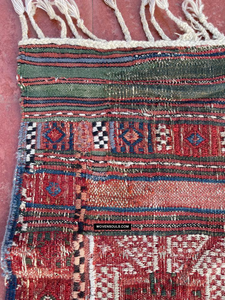 1316 Antique Caucasian Verneh Shaddah Rug Fragment w Green - 1800s or earlier - Gallery-2-WOVENSOULS Antique Textiles & Art Gallery