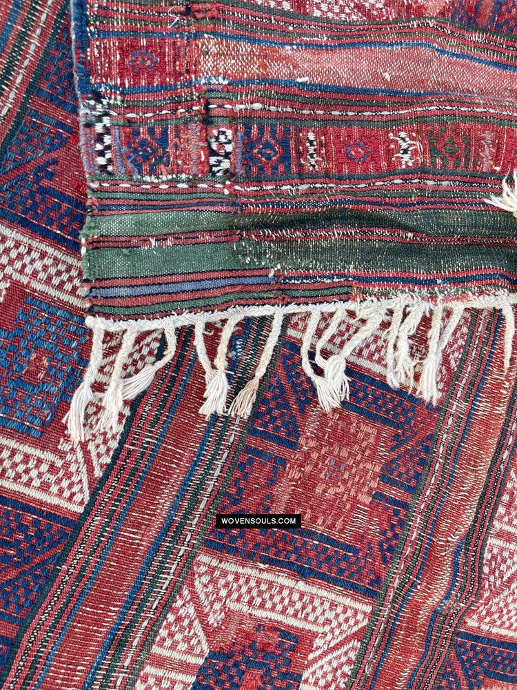 1316 Antique Caucasian Verneh Shaddah Rug Fragment w Green - 1800s or earlier - Gallery-2-WOVENSOULS Antique Textiles & Art Gallery