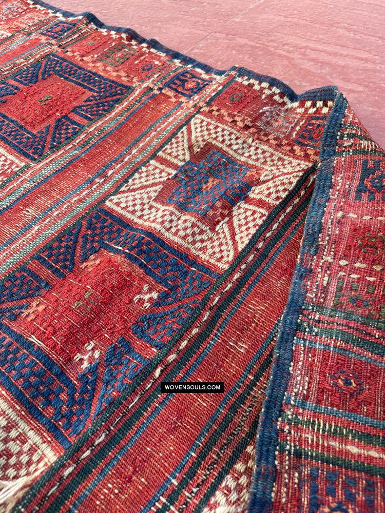 1316 Antique Caucasian Verneh Shaddah Rug Fragment w Green - 1800s or earlier - Gallery-2-WOVENSOULS Antique Textiles & Art Gallery