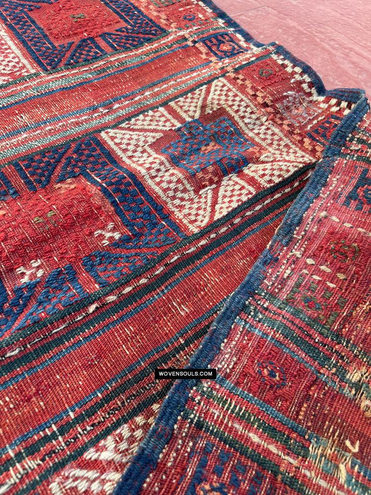 1316 Antique Caucasian Verneh Shaddah Rug Fragment w Green - 1800s or earlier - Gallery-2-WOVENSOULS Antique Textiles & Art Gallery