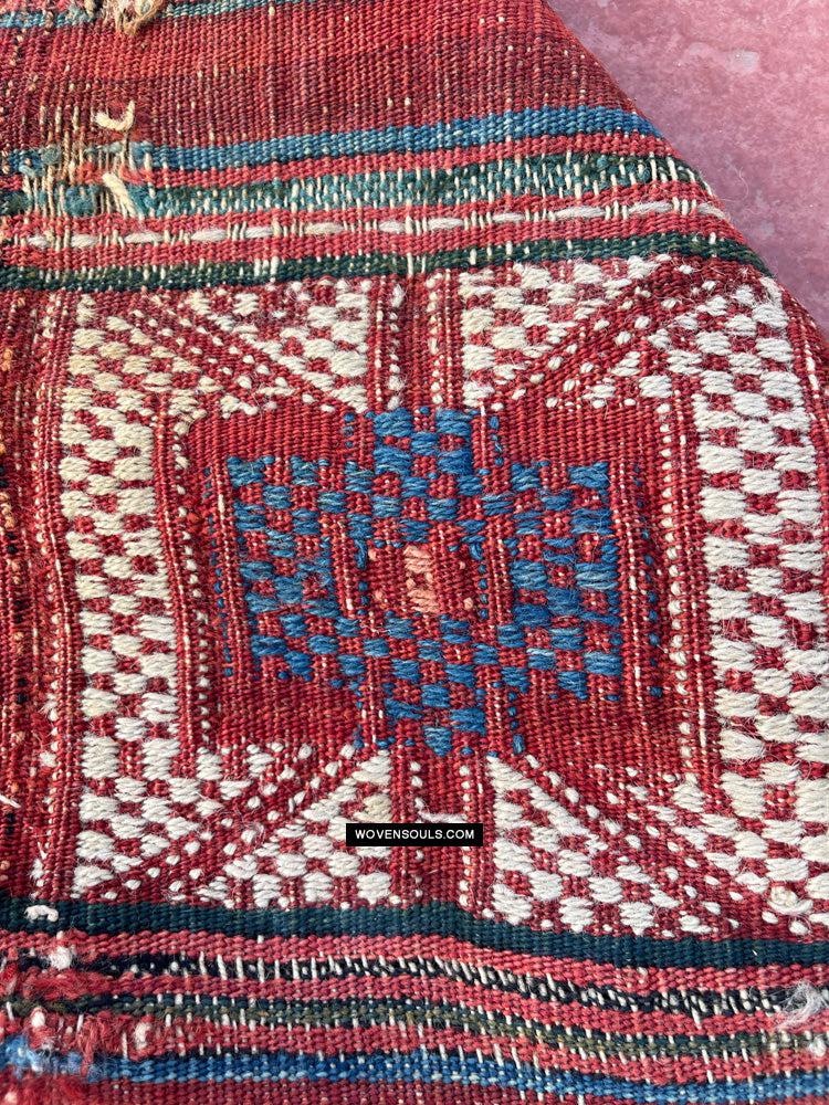 1316 Antique Caucasian Verneh Shaddah Rug Fragment w Green - 1800s or earlier - Gallery-2-WOVENSOULS Antique Textiles & Art Gallery