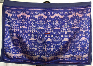 132 SOLD Silk Pidan Pedan Ikat Buddhist Figurative Textile Art from Cambdodia-WOVENSOULS-Antique-Vintage-Textiles-Art-Decor