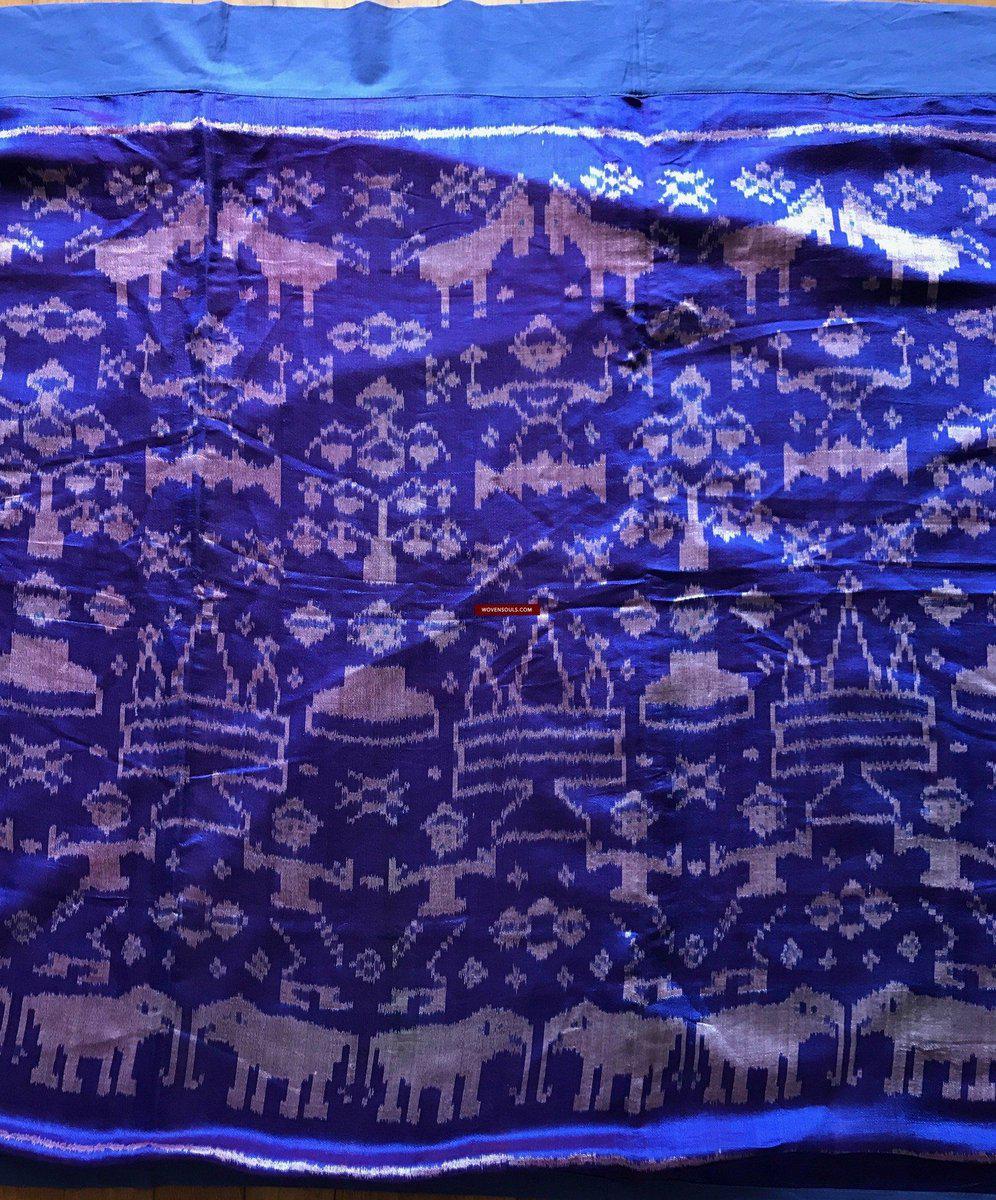 132 SOLD Silk Pidan Pedan Ikat Buddhist Figurative Textile Art from Cambdodia-WOVENSOULS-Antique-Vintage-Textiles-Art-Decor