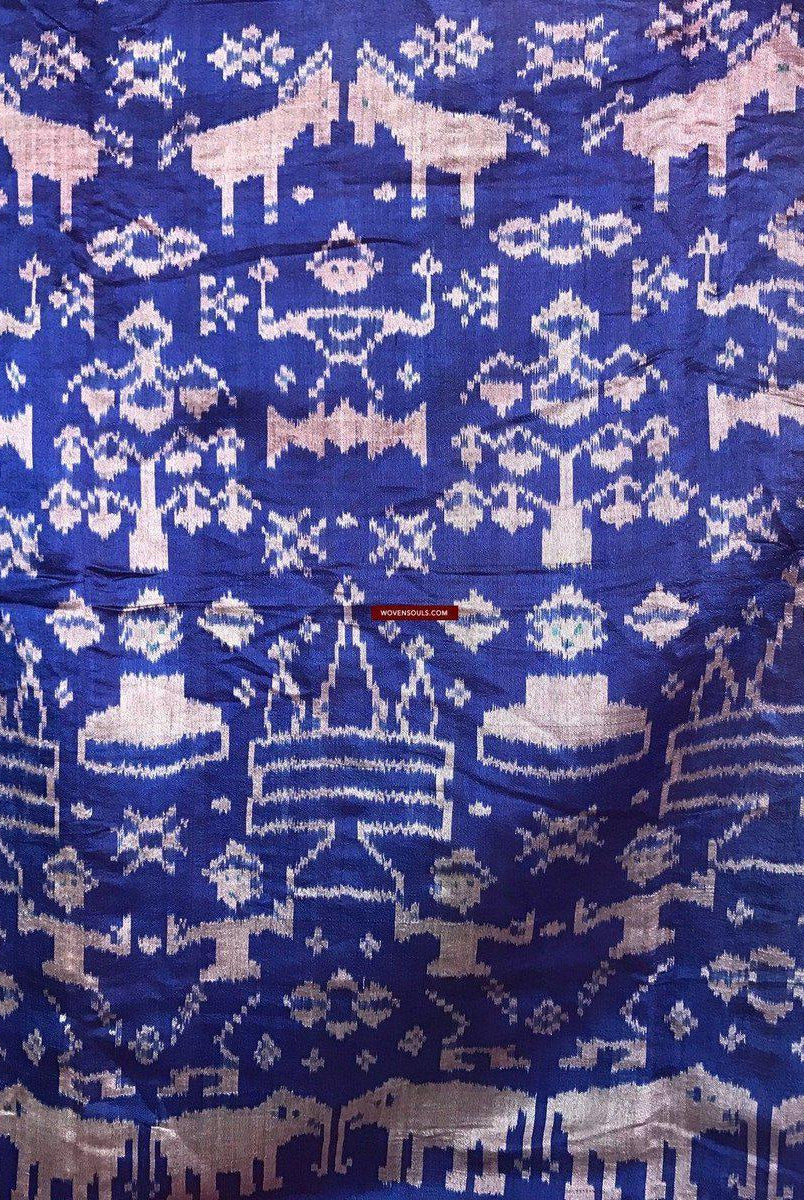 132 SOLD Silk Pidan Pedan Ikat Buddhist Figurative Textile Art from Cambdodia-WOVENSOULS-Antique-Vintage-Textiles-Art-Decor