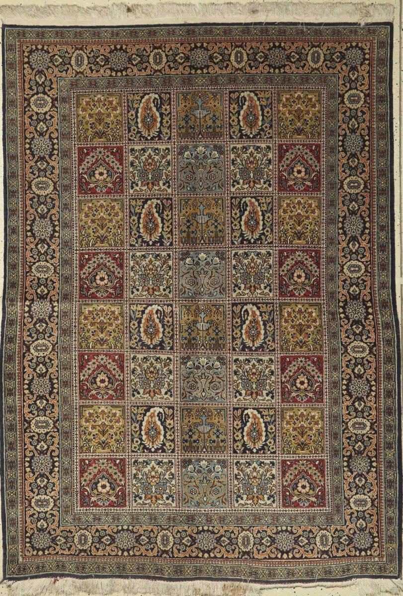 1323 Vintage Decorative Ghom Garden Rug - SOLD-WOVENSOULS-Antique-Vintage-Textiles-Art-Decor