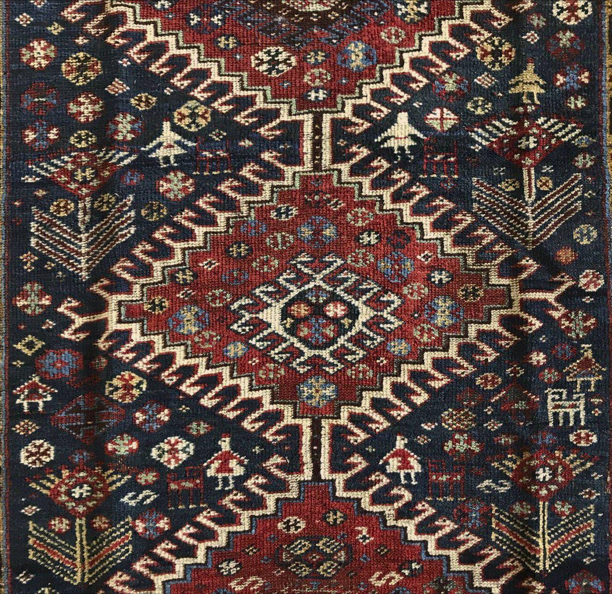 1325 SOLD Antique Qashqai Tribal Rug - Humans and Animals-WOVENSOULS-Antique-Vintage-Textiles-Art-Decor