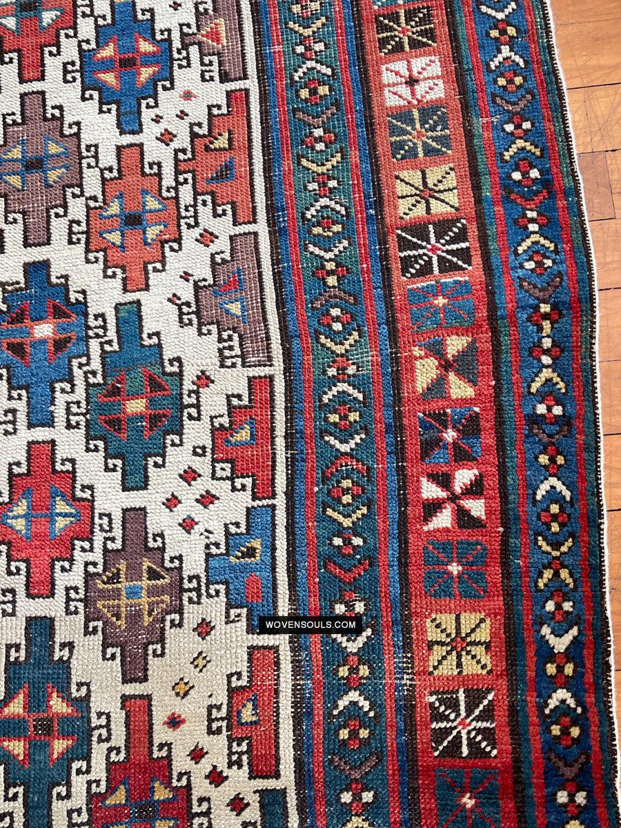 1326 SOLD Antique Kurdish White Field Rug-WOVENSOULS Antique Textiles & Art Gallery