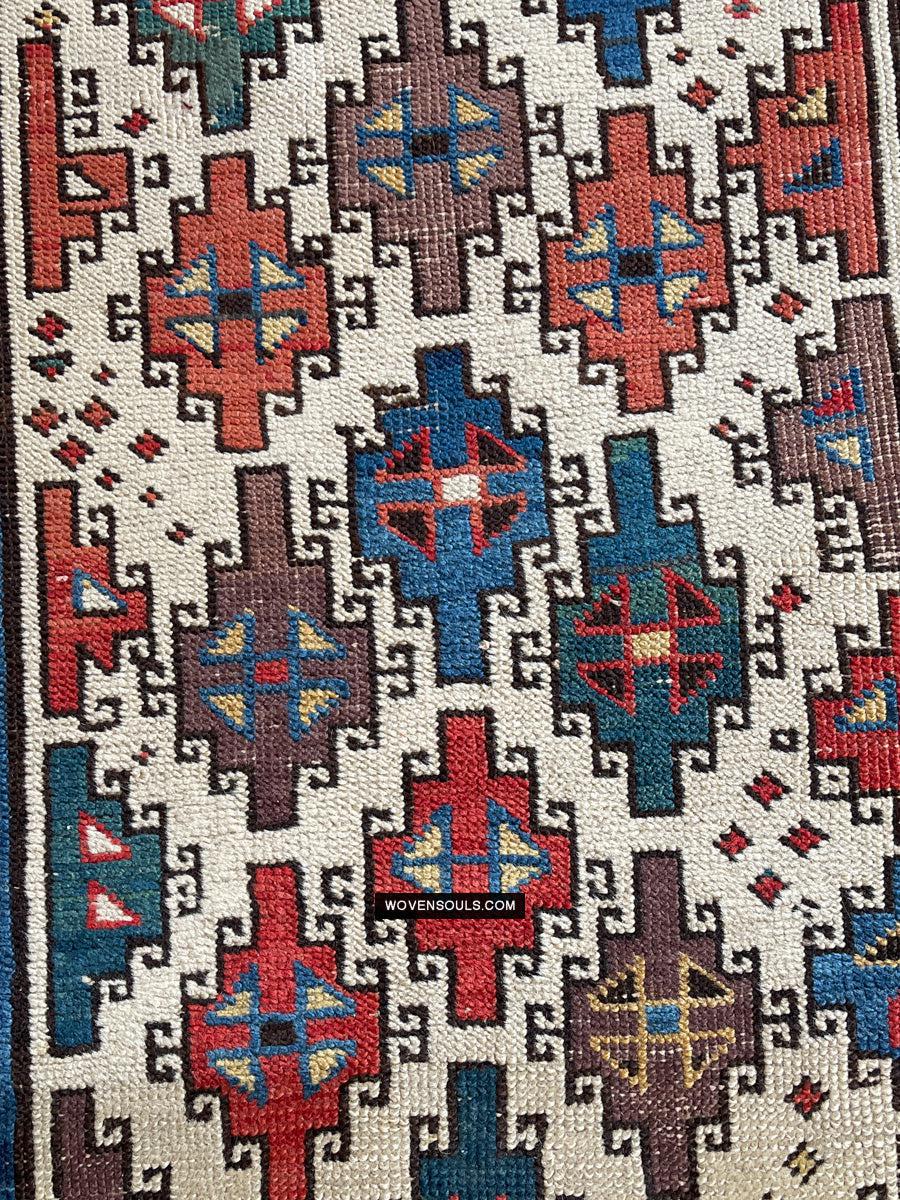 1326 SOLD Antique Kurdish White Field Rug-WOVENSOULS Antique Textiles & Art Gallery