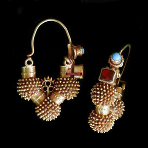 1327 RARE Old Gokhru Earrings - Bhil Tribal Jewelry - MASTERPIECE-WOVENSOULS-Antique-Vintage-Textiles-Art-Decor