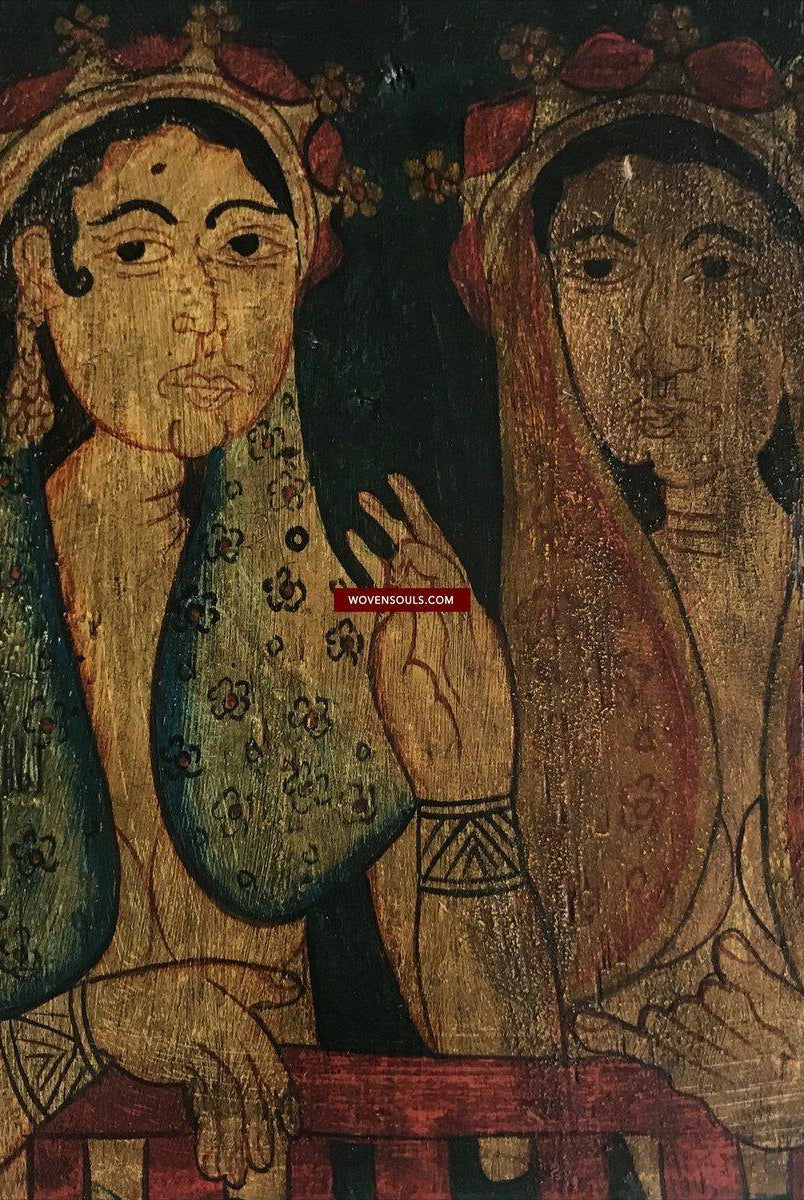 1348 Old Kandy Painting - Ceylon-WOVENSOULS-Antique-Vintage-Textiles-Art-Decor