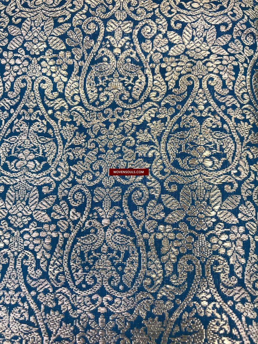 1349 SOLD - Spectacular Old Banarasi Sari with Silver content in Zari-WOVENSOULS-Antique-Vintage-Textiles-Art-Decor