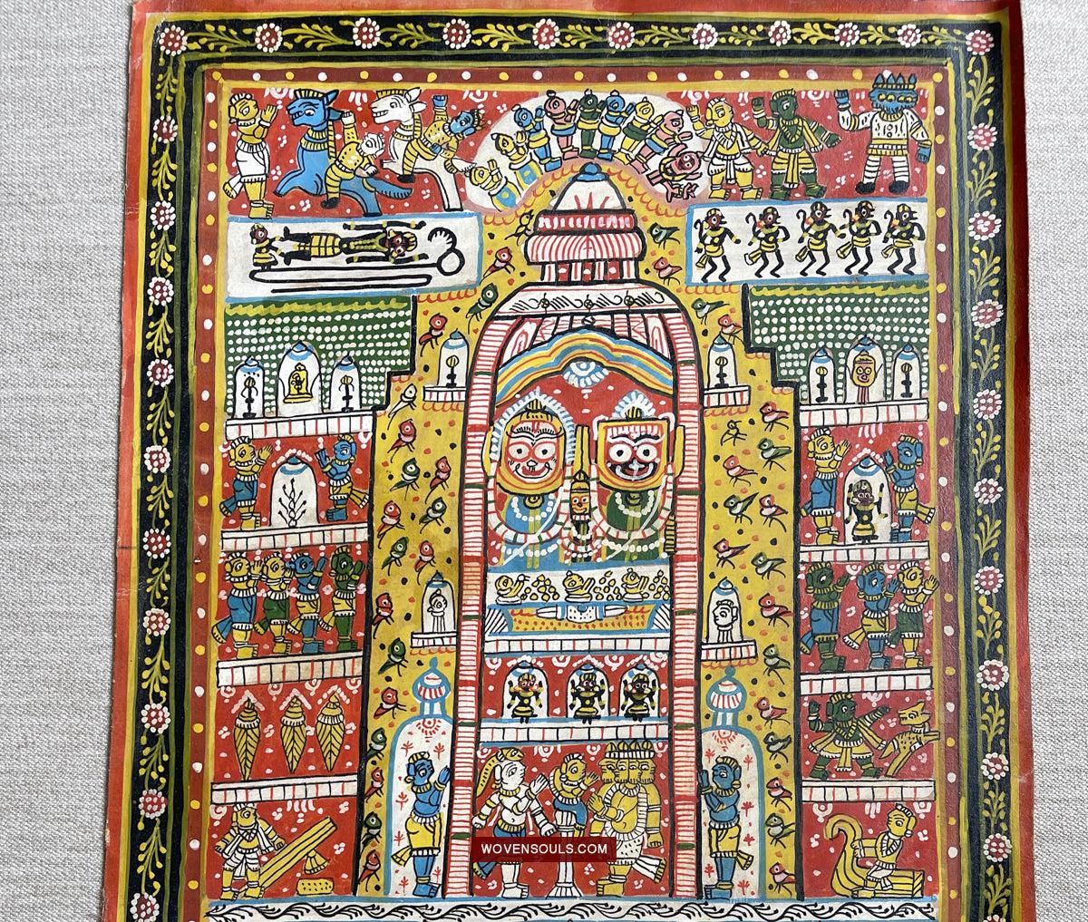 134 Old Traditional Jatripatti Lord Jagannath Puri Orissa Painting Indian Art-WOVENSOULS Antique Textiles & Art Gallery