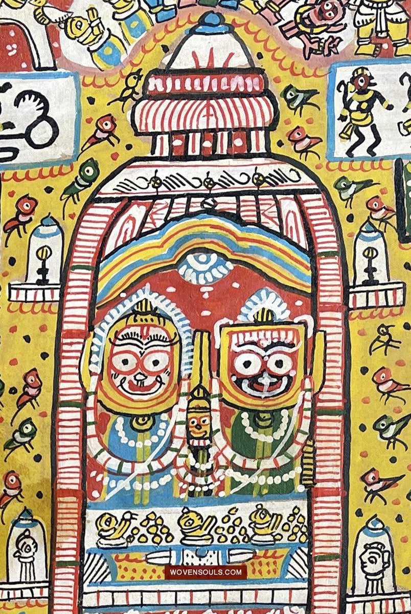 134 Old Traditional Jatripatti Lord Jagannath Puri Orissa Painting Indian Art-WOVENSOULS Antique Textiles & Art Gallery