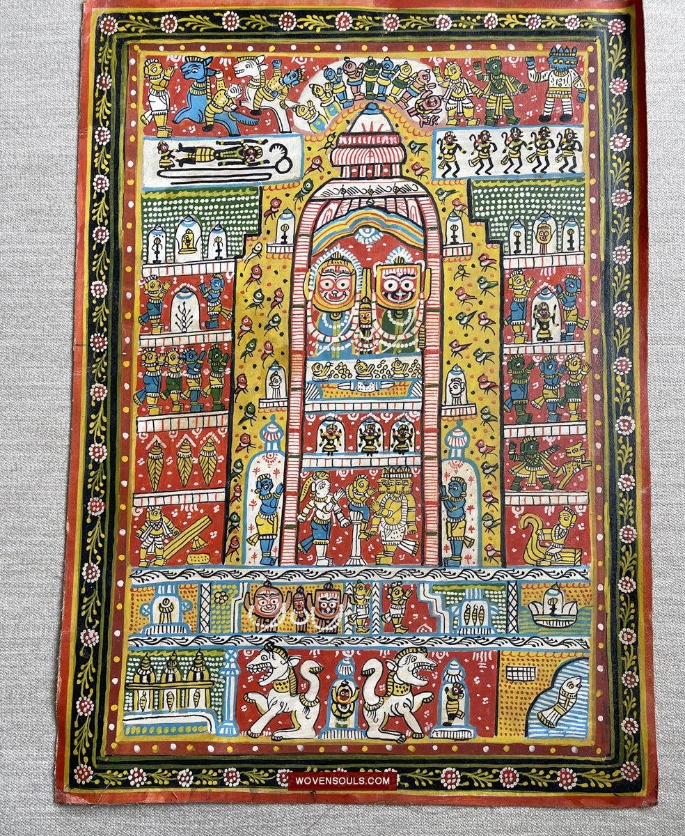 134 Old Traditional Jatripatti Lord Jagannath Puri Orissa Painting Indian Art-WOVENSOULS Antique Textiles & Art Gallery