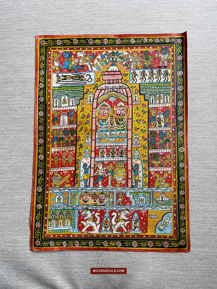 134 Old Traditional Jatripatti Lord Jagannath Puri Orissa Painting Indian Art-WOVENSOULS Antique Textiles & Art Gallery