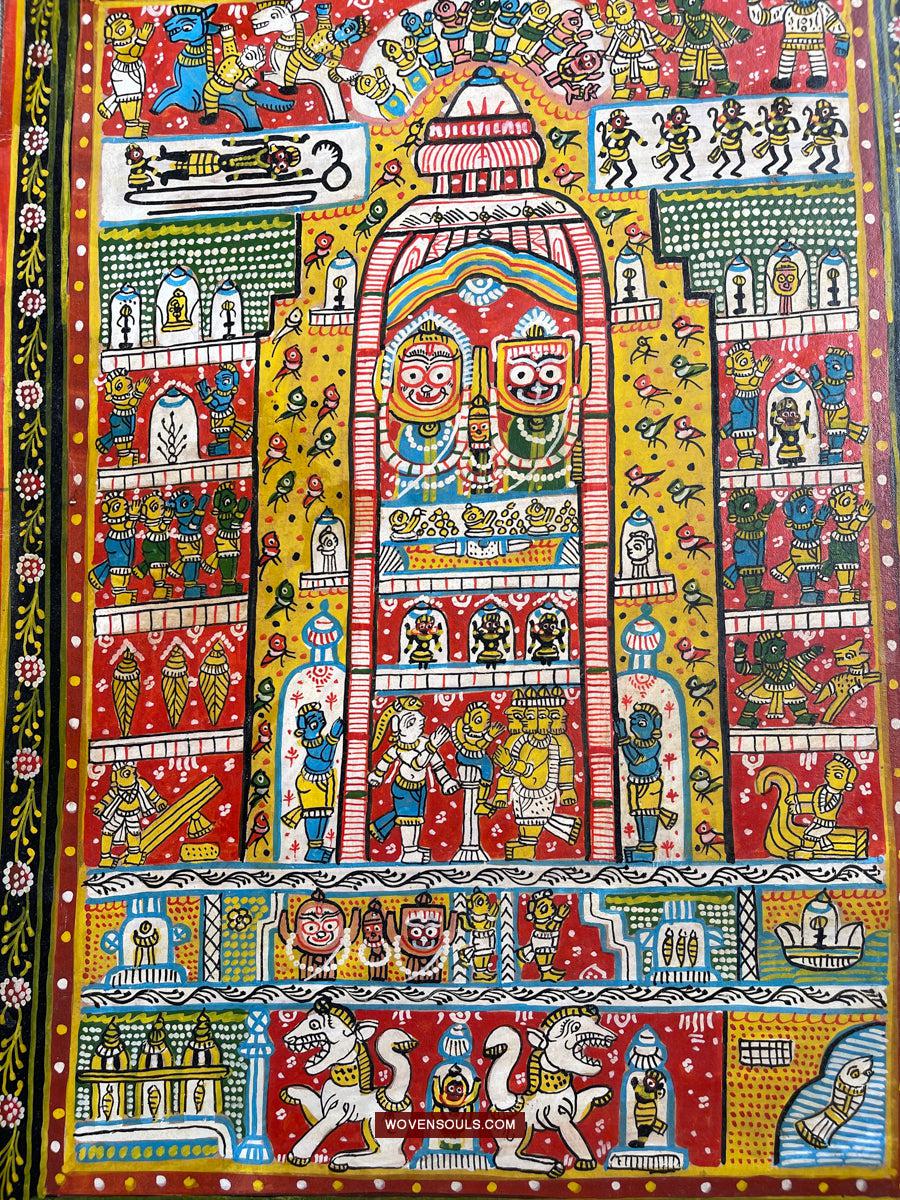 134 Old Traditional Jatripatti Lord Jagannath Puri Orissa Painting Indian Art-WOVENSOULS Antique Textiles & Art Gallery