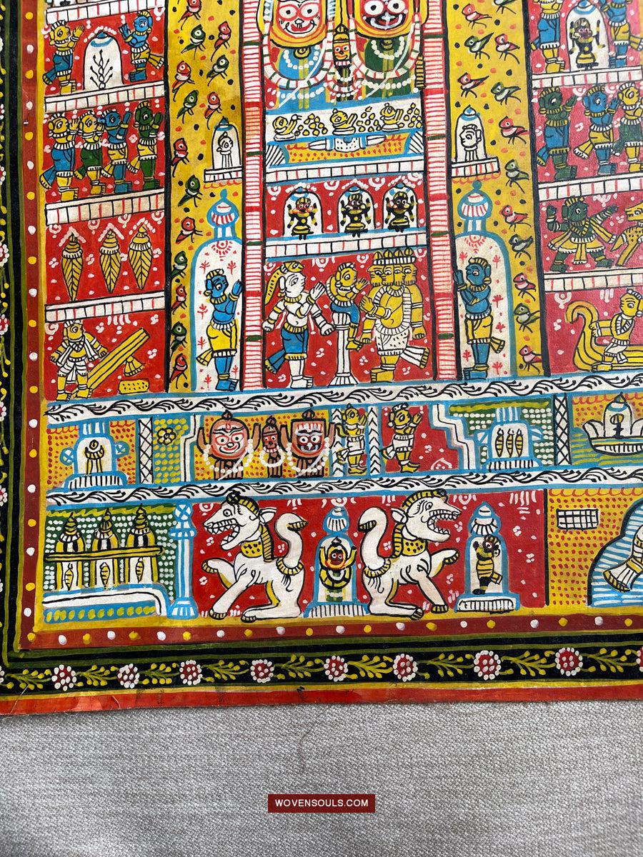 134 Old Traditional Jatripatti Lord Jagannath Puri Orissa Painting Indian Art-WOVENSOULS Antique Textiles & Art Gallery