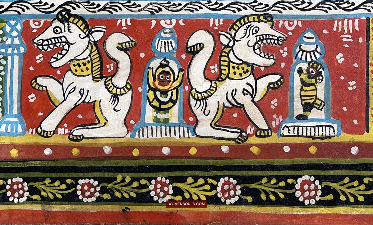 134 Old Traditional Jatripatti Lord Jagannath Puri Orissa Painting Indian Art-WOVENSOULS Antique Textiles & Art Gallery