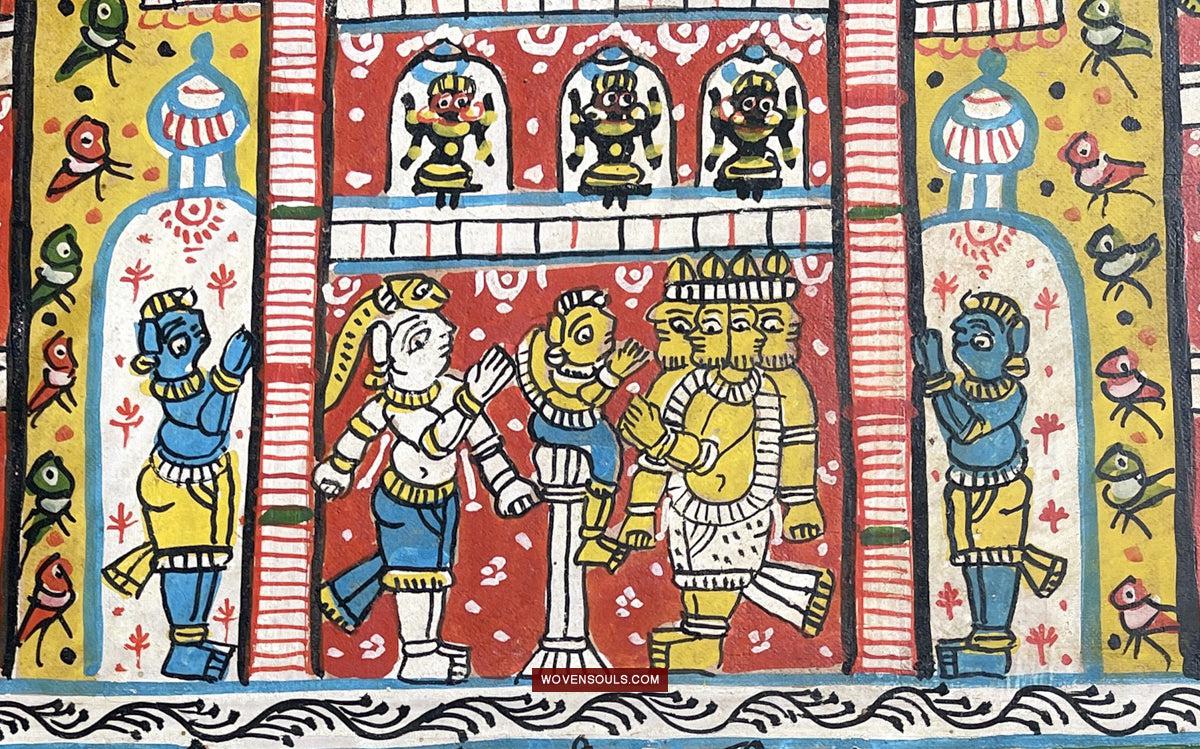 134 Old Traditional Jatripatti Lord Jagannath Puri Orissa Painting Indian Art-WOVENSOULS Antique Textiles & Art Gallery