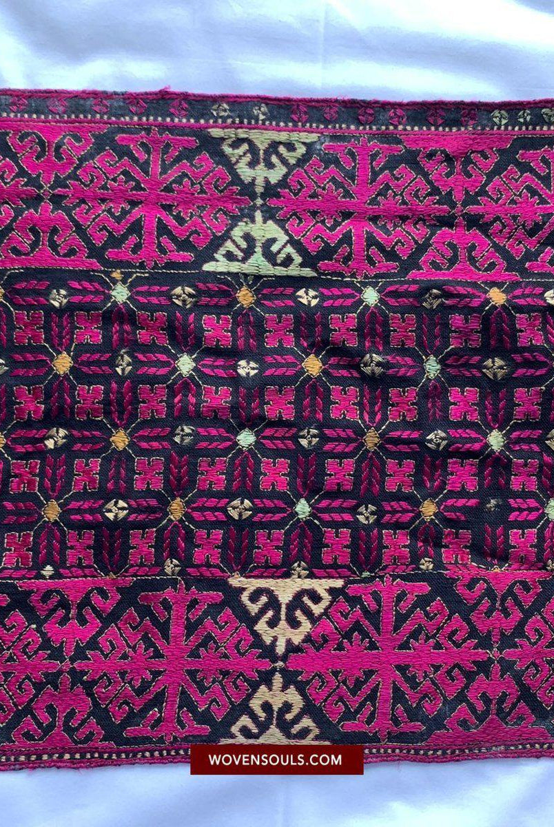 Pannello turbante in tessuto antico del 1351 con ricamo da Kohistan / Swat-WOVENSOULS-Arredamento artistico-tessile-vintage-antico