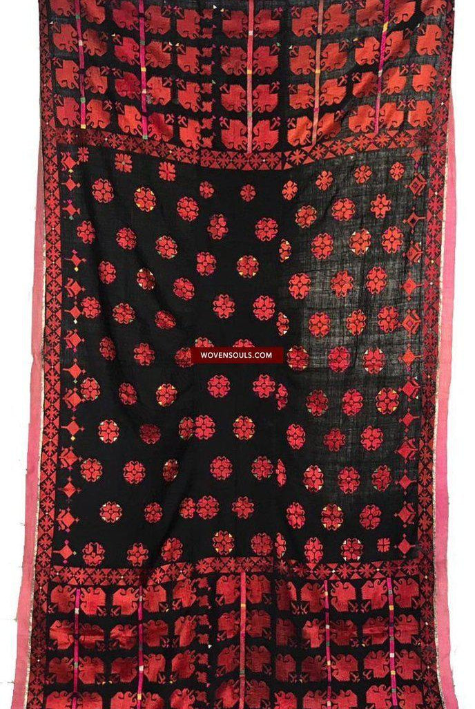 1352 Antique Men's Swat Valley Shawl Textile Embroidery - Pomegranate flowers-WOVENSOULS-Antique-Vintage-Textiles-Art-Decor
