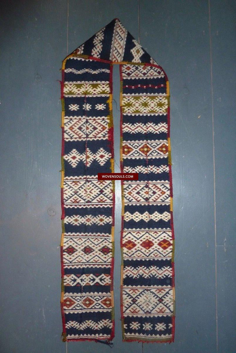 1354 Antique Moroccan Belt Sash-WOVENSOULS-Antique-Vintage-Textiles-Art-Decor
