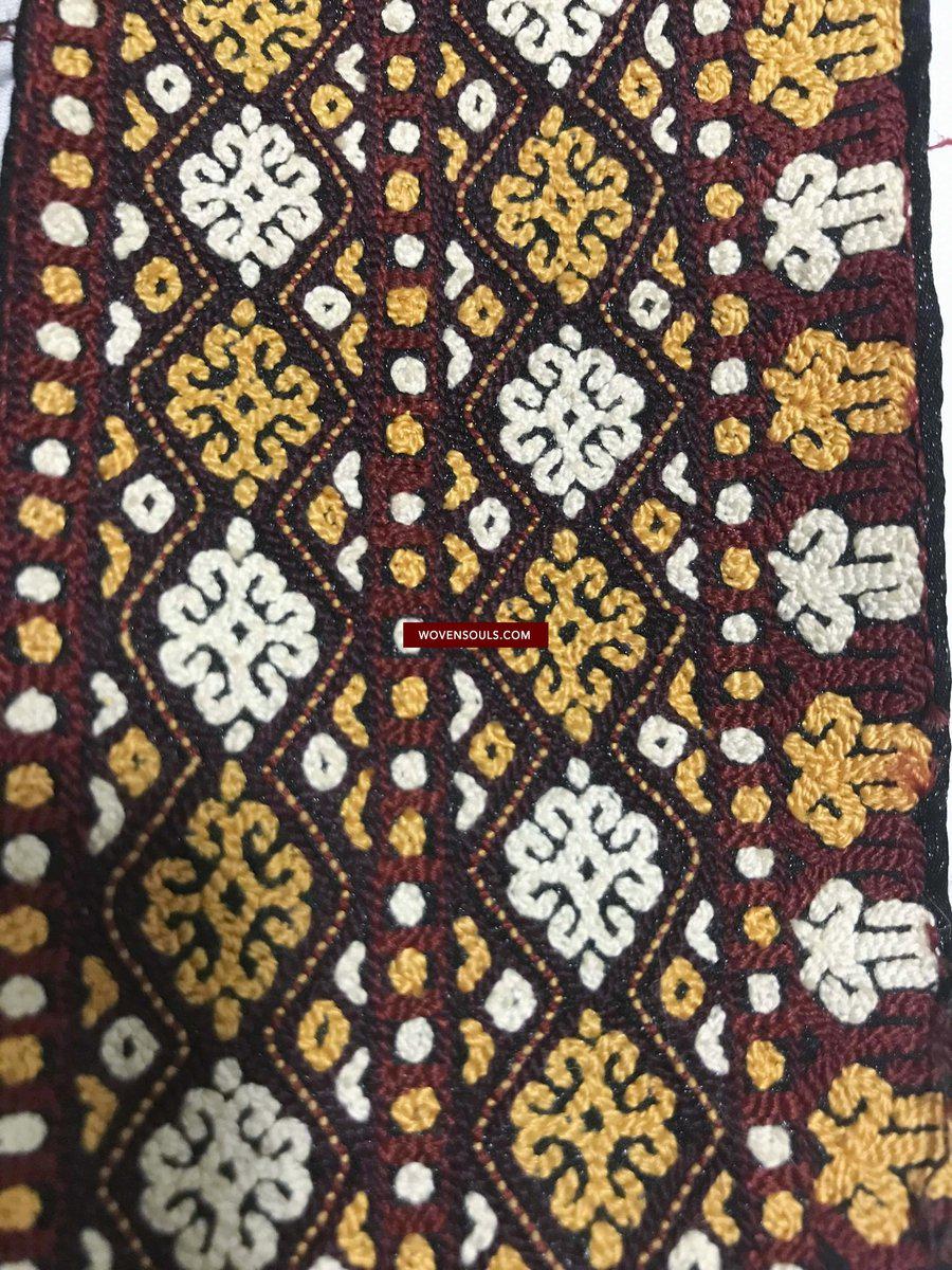 1355 Old Turkmenistan Embroidered Collar-WOVENSOULS-Antique-Vintage-Textiles-Art-Decor