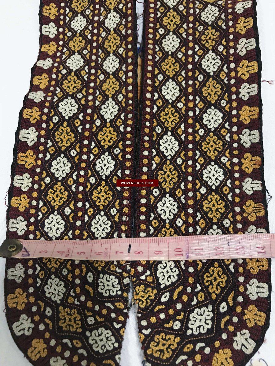 1355 Old Turkmenistan Embroidered Collar-WOVENSOULS-Antique-Vintage-Textiles-Art-Decor