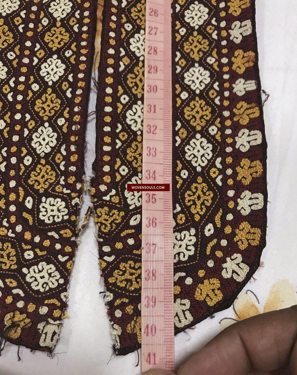 1355 Old Turkmenistan Embroidered Collar-WOVENSOULS-Antique-Vintage-Textiles-Art-Decor