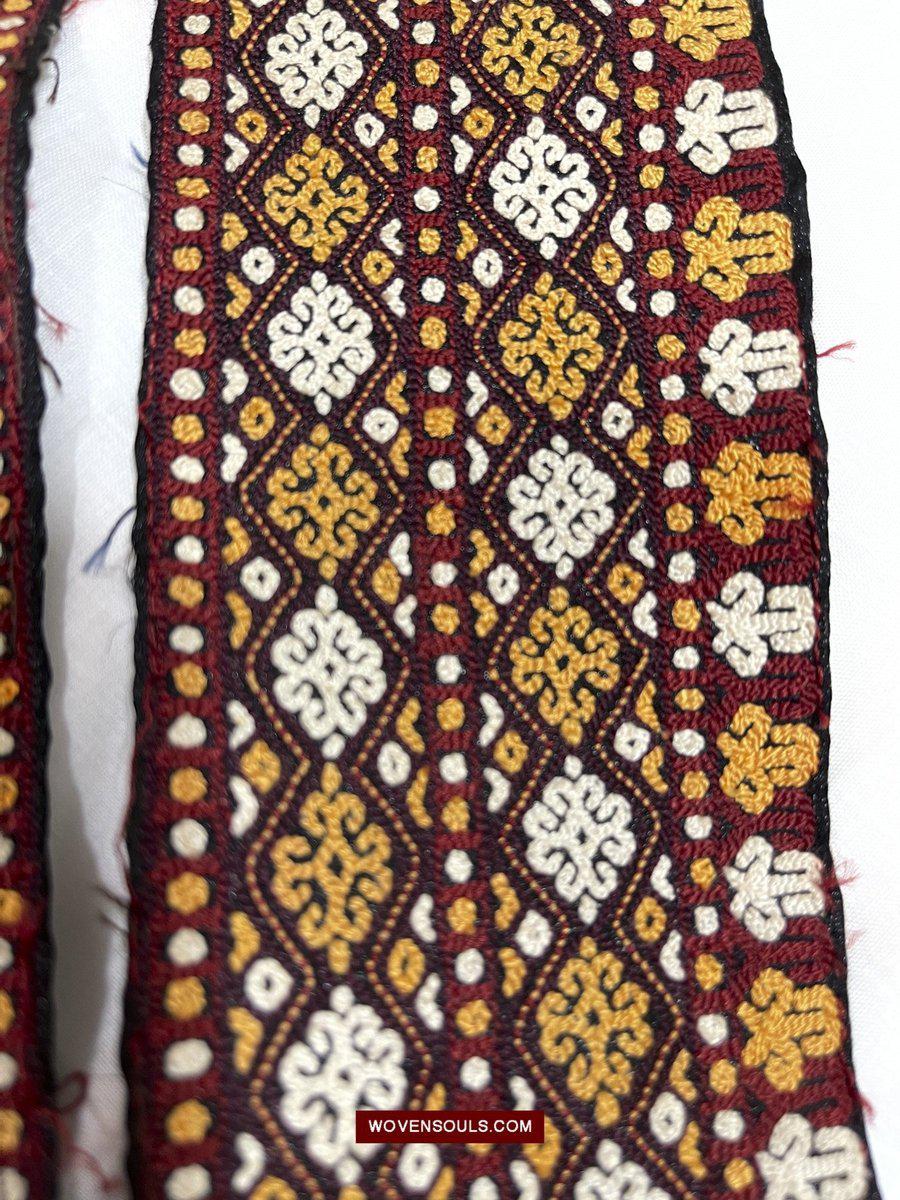 1355 Old Turkmenistan Embroidered Collar-WOVENSOULS-Antique-Vintage-Textiles-Art-Decor