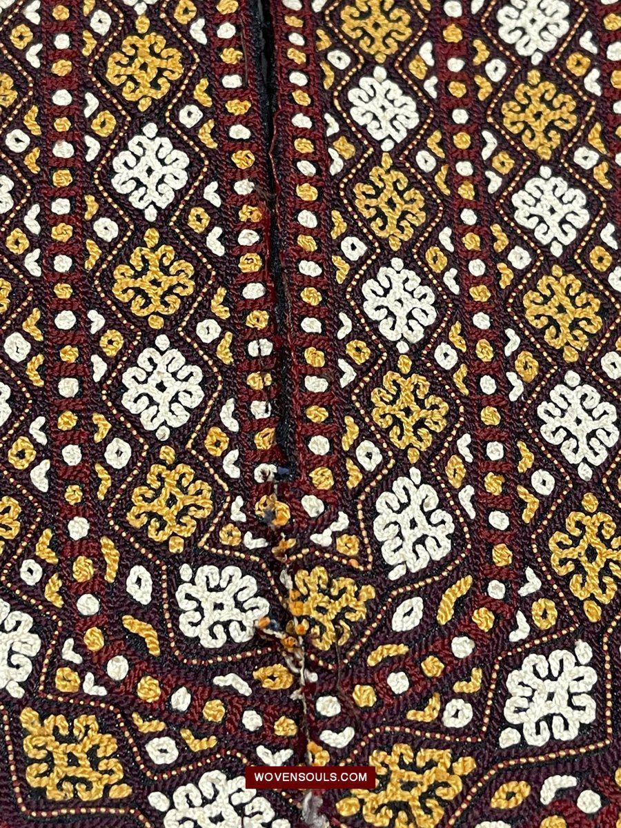 1355 Old Turkmenistan Embroidered Collar-WOVENSOULS-Antique-Vintage-Textiles-Art-Decor