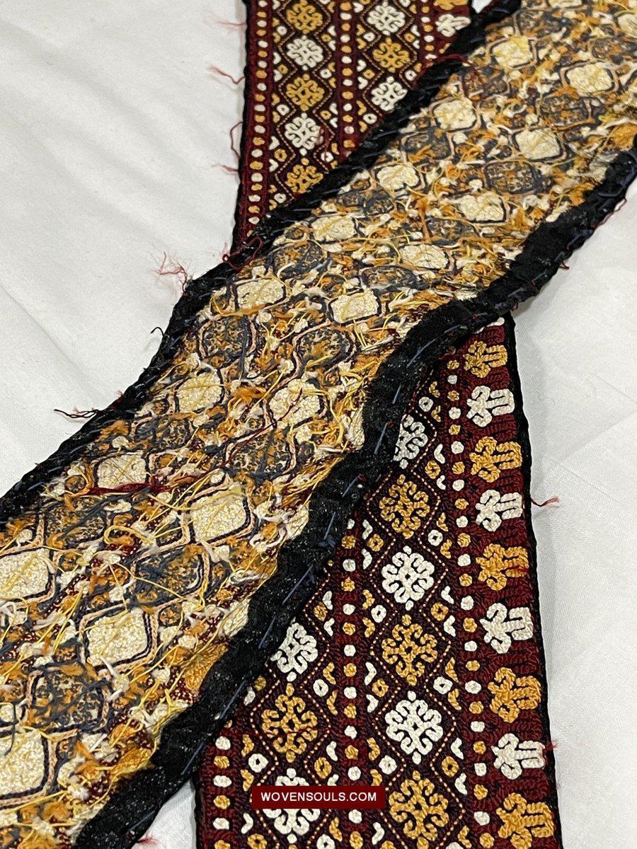 1355 Old Turkmenistan Embroidered Collar-WOVENSOULS-Antique-Vintage-Textiles-Art-Decor