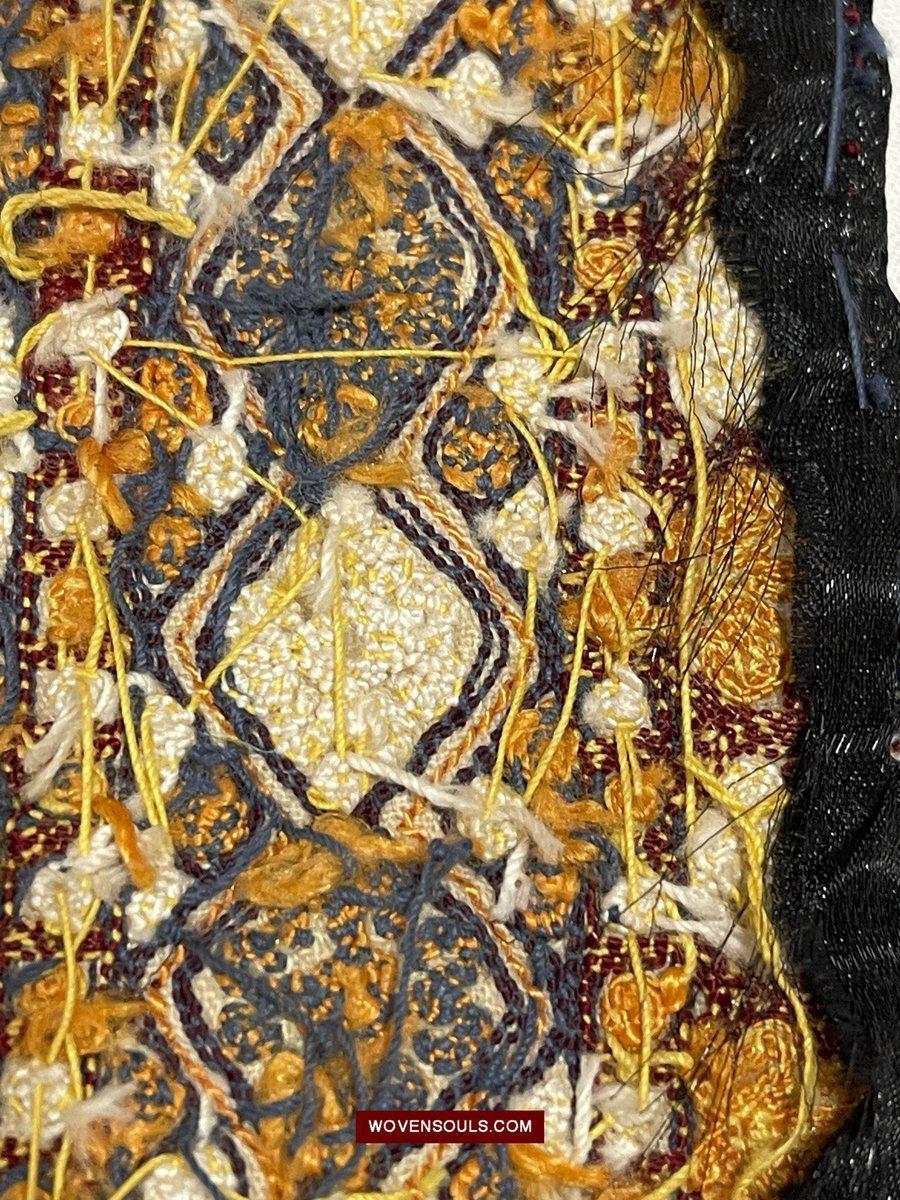 1355 Old Turkmenistan Embroidered Collar-WOVENSOULS-Antique-Vintage-Textiles-Art-Decor