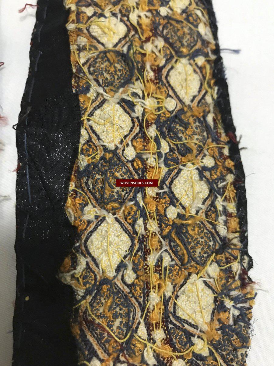 1355 Old Turkmenistan Embroidered Collar-WOVENSOULS-Antique-Vintage-Textiles-Art-Decor