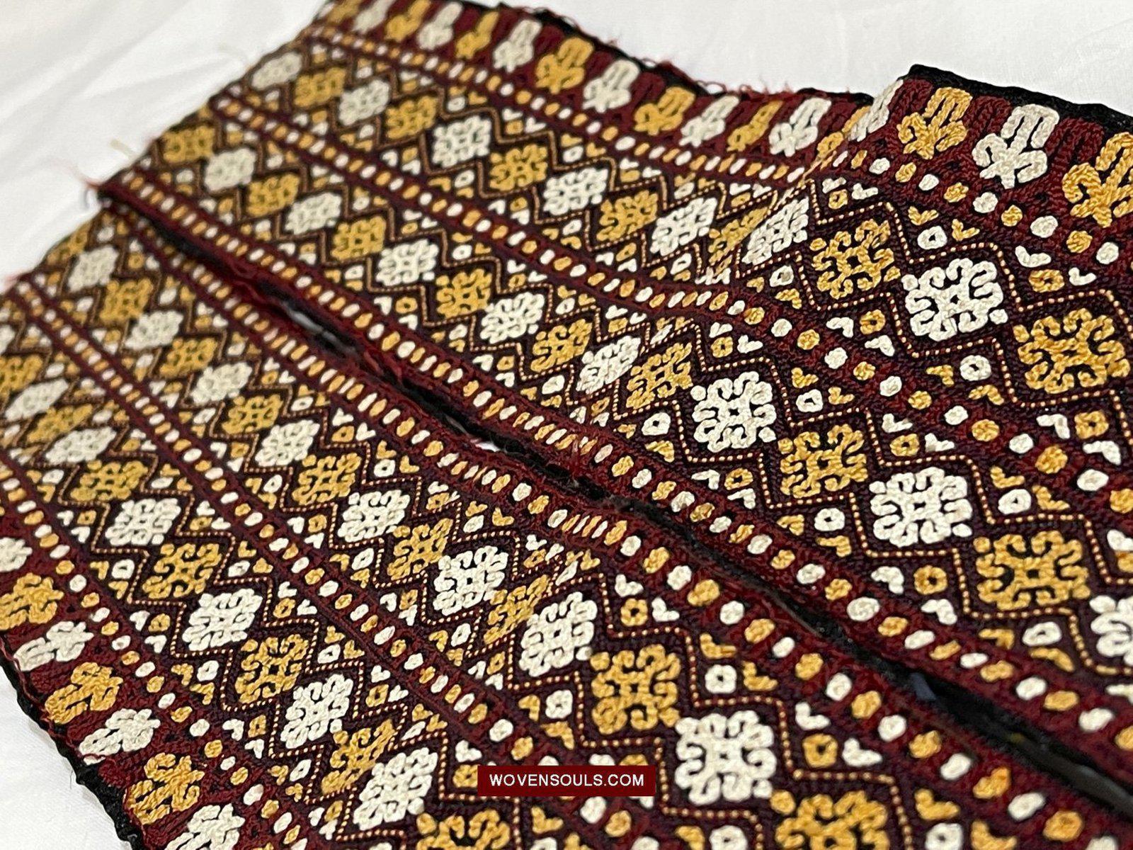 1355 Old Turkmenistan Embroidered Collar-WOVENSOULS-Antique-Vintage-Textiles-Art-Decor